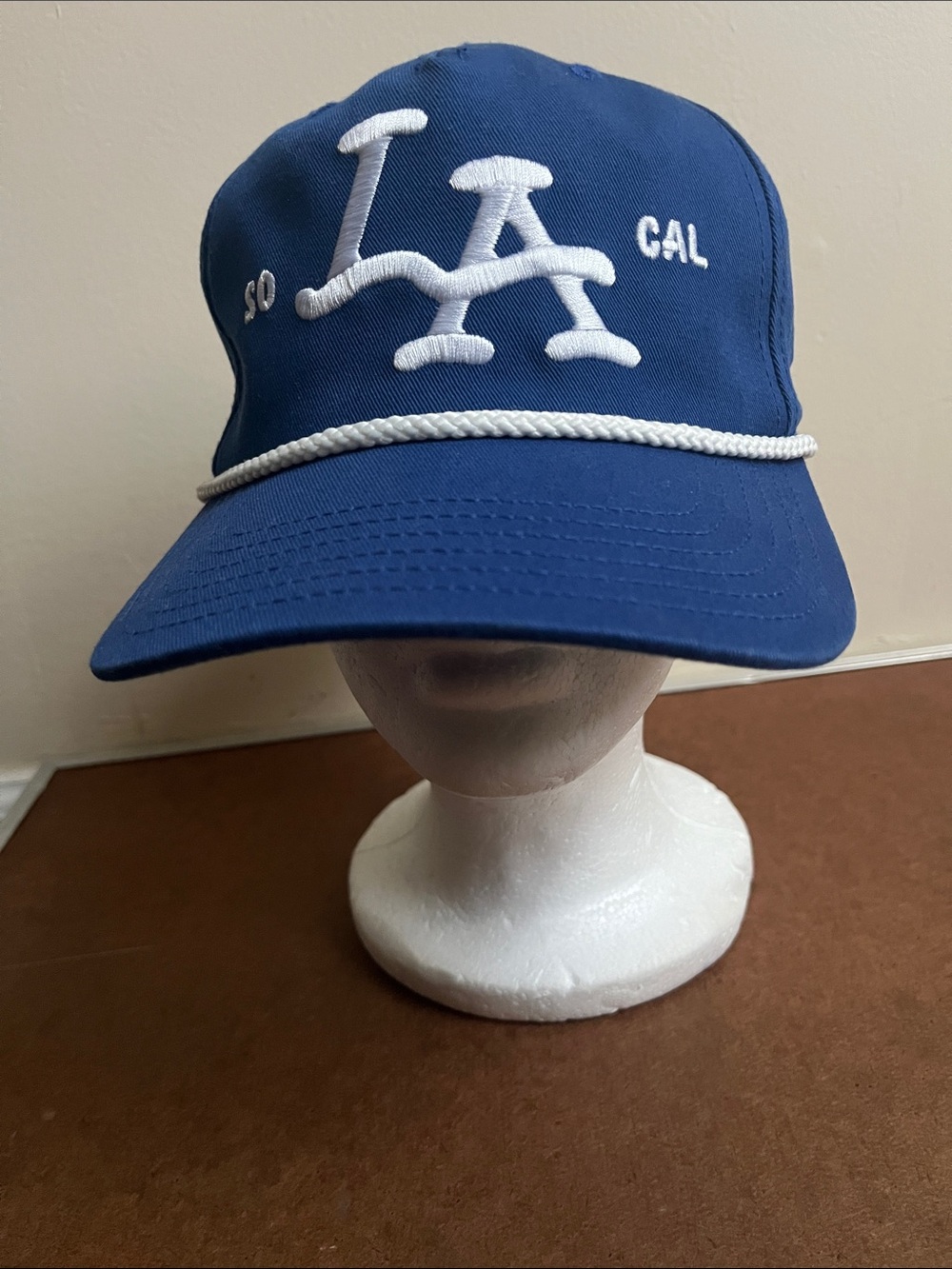 Retro Style LA So-Cal Rope Adjustable Snapback Blue White Embroidered Unisex Cap
